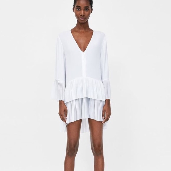 ZARA Pleated Ruffle Tunic/Dress - Picture 2 of 8